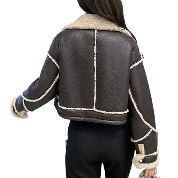 Womens Stylish High Quality Leather Cropped Jacket - Image 2