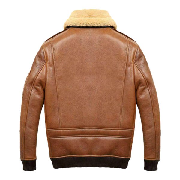 Mens Aviator Camel A2 Shearling Bomber Leather Jacket - Image 2