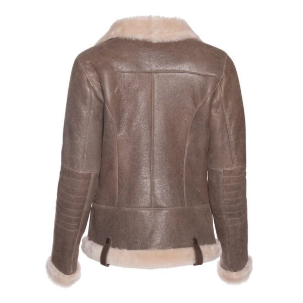 Womens Spanish Brown Shearling Leather Jacket - Image 2