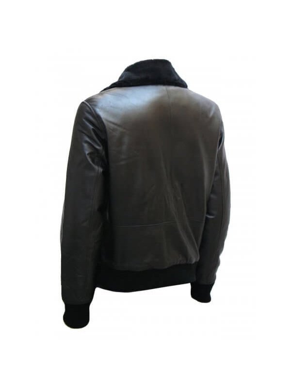 Leather Bomber Jacket With Fur