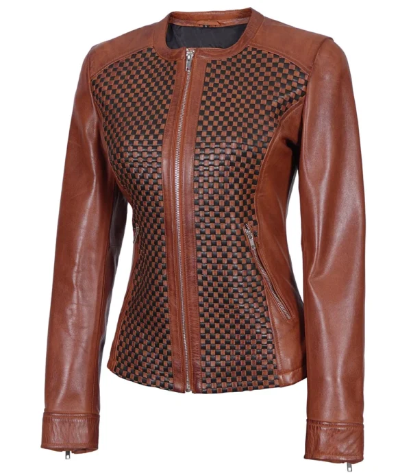 Womens Brown Cafe Racer Leather Jacket