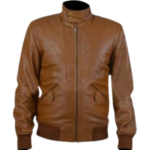 Tan Leather Bomber Jacket Men