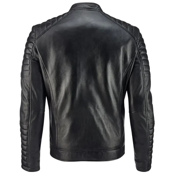 Vintage quilted edge leather bomber jacket
