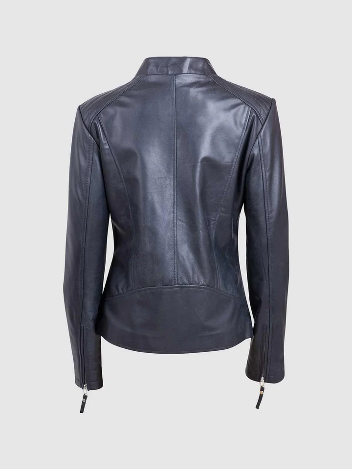 Womens Black Leather Moto Jacket