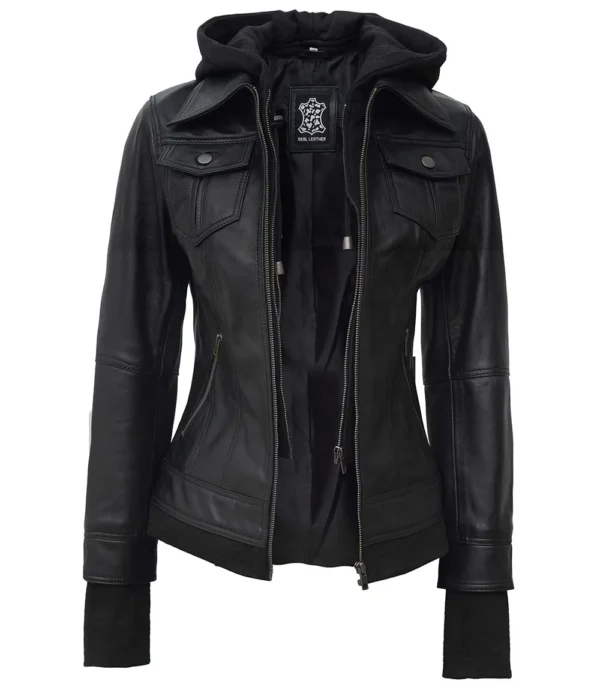 Black Leather Bomber Jacket