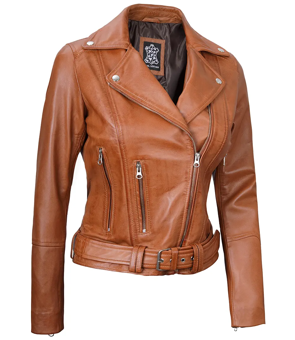 Light Brown Biker Leather Jacket