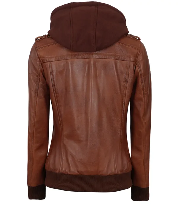 Slim-fit cognac leather bomber