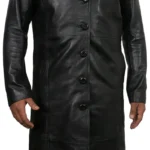 Modern Fit Leather Trench Coat