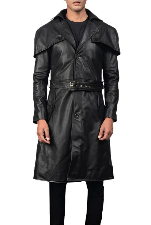 Nyther Cape-Backed Leather Duster Coat