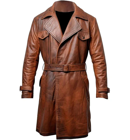 Qorion Motorcycle Leather Duster Coat