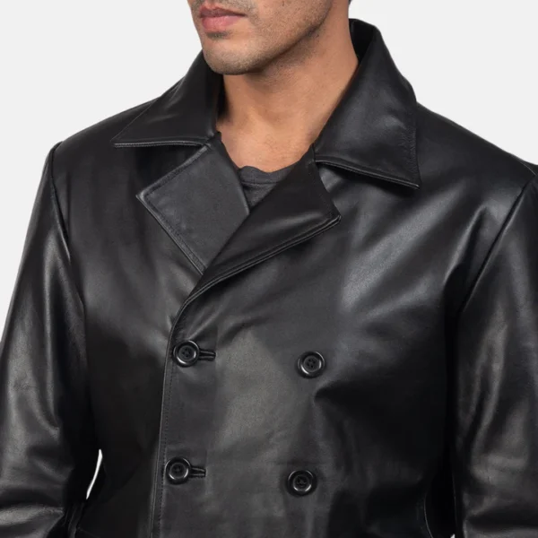 Black-leather-naval-peacoat-for-men