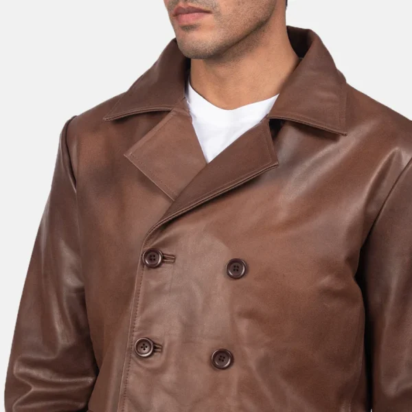 Brown-leather-naval-peacoat-for-men