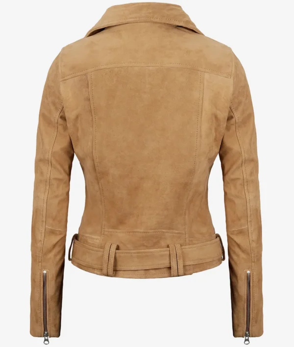 Womens Brown Suede Moto Jacket