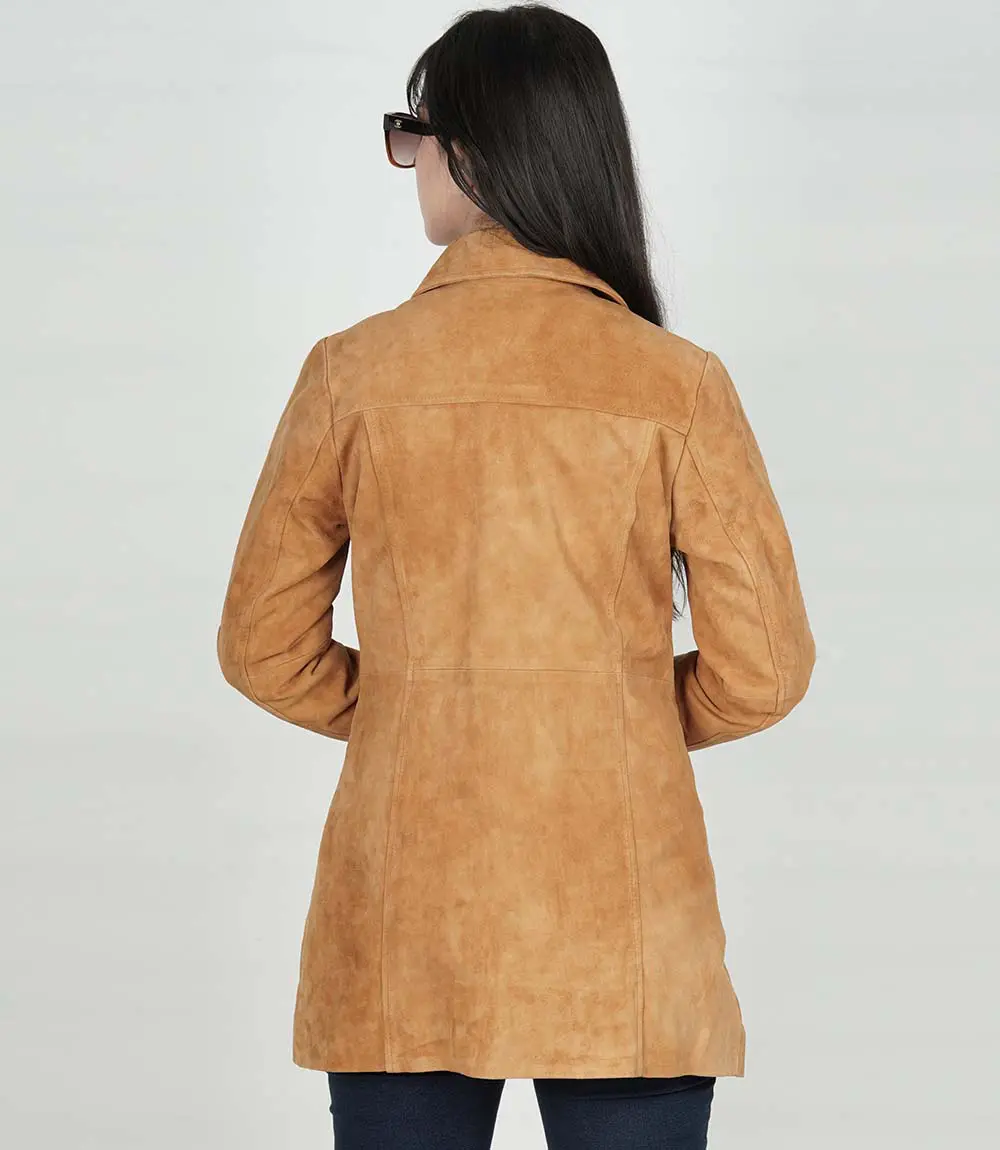 Womens Brown Suede Coat