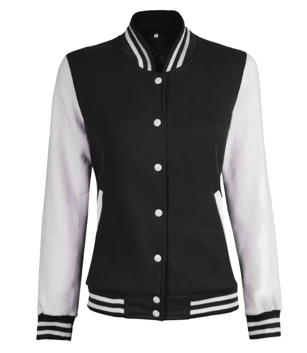 Women Black And White Varsity Jacket