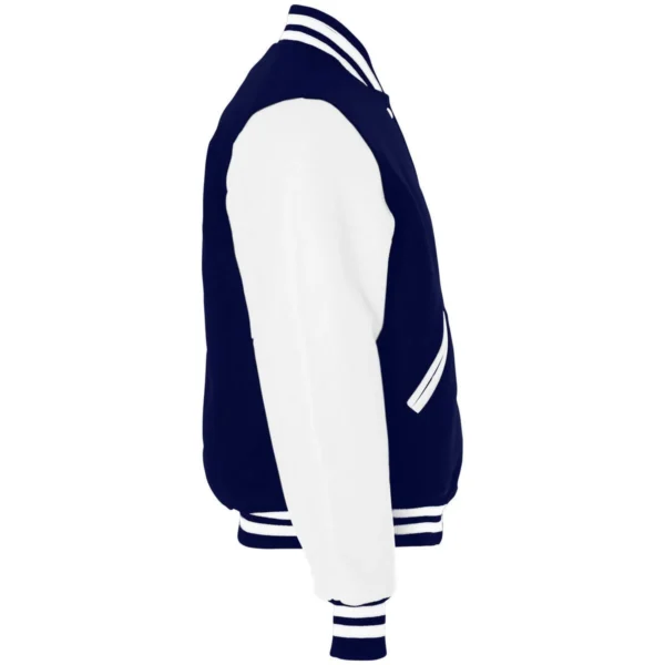 Mens Navy Blue And White Varsity Jacket