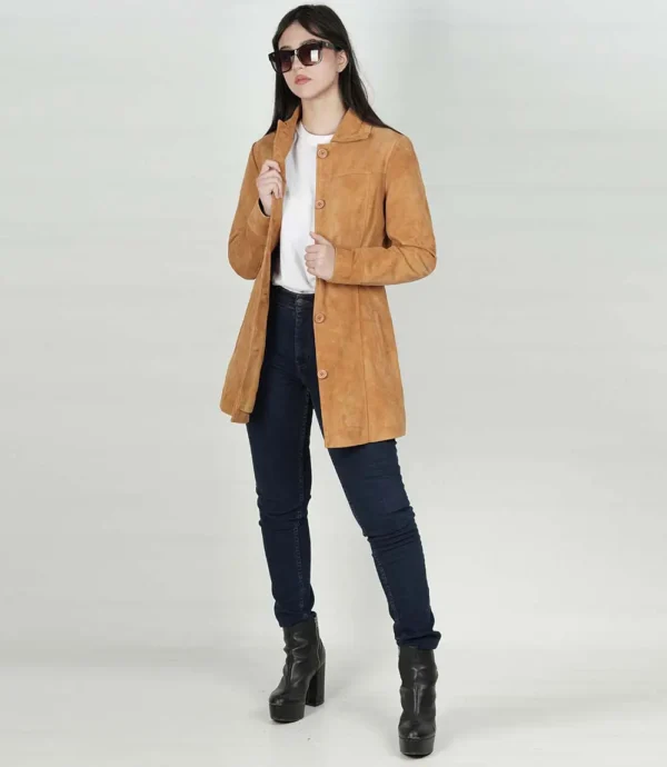 Womens Brown Suede Coat