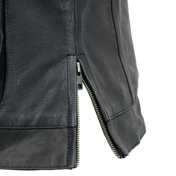 Women Black Motorcycle Club Leather Vest