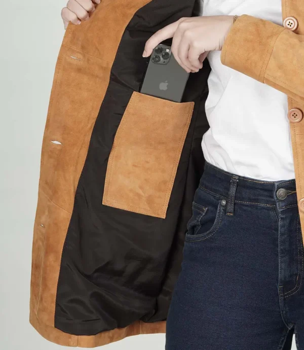 Womens Brown Suede Coat