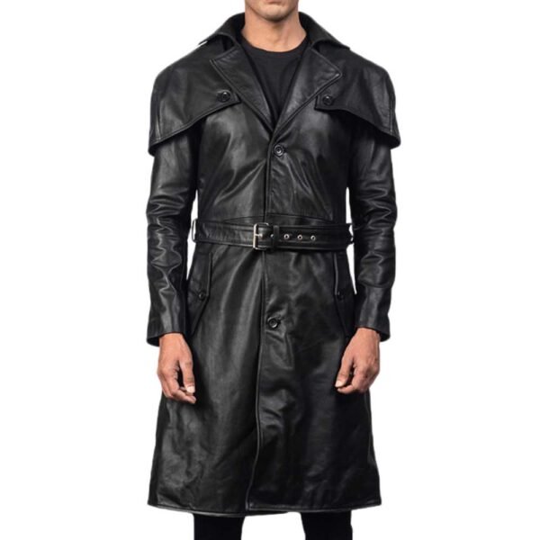 Mens-Black-Leather-Trench-Coat