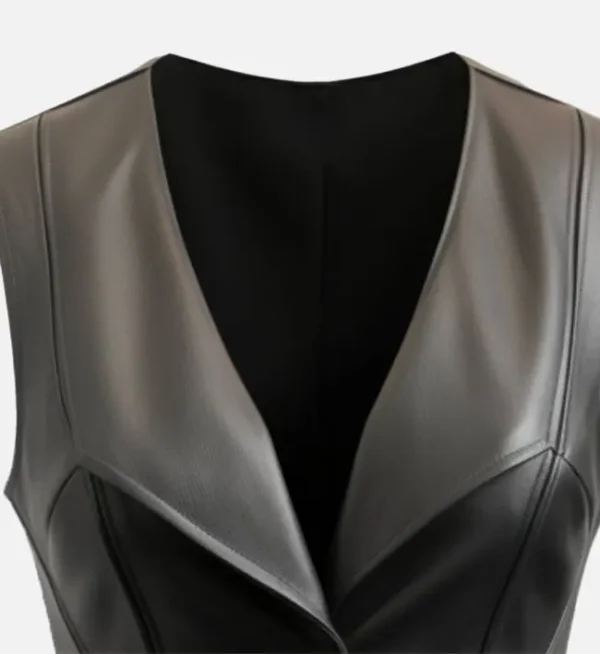 Women Zester black Leather Vest