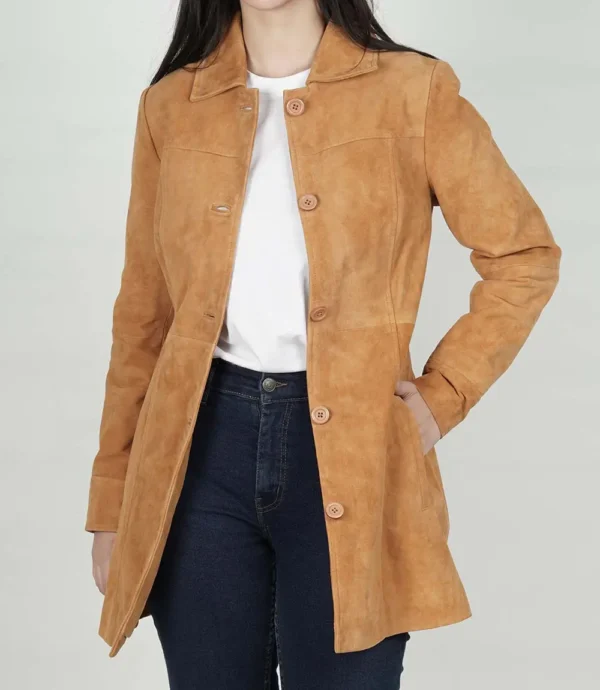 Womens Brown Suede Coat
