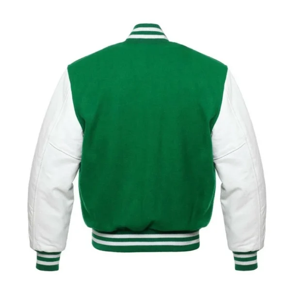 Mens Green And White Varsity Jacket