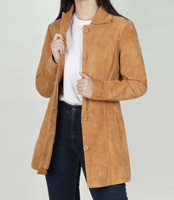 Womens Brown Suede Coat