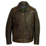 Brown Leather Trucker Jacket