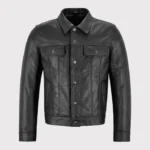 Classic Black Trucker Western Leather Jacket