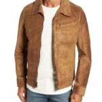 Mens Trucker Cowhide Rough Out Leather Jacket