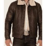 Mens Dark Brown Leather Trucker Jacket