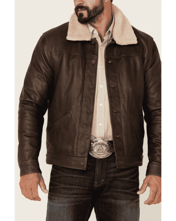 Mens Dark Brown Leather Trucker Jacket