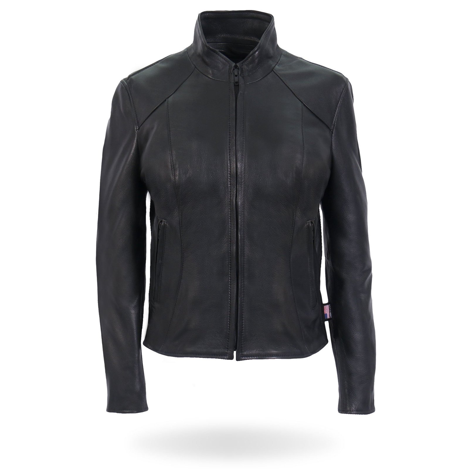 ladies clean cut leather motorcycle biker jacket