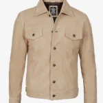 Fernando Mens Camel Suede Trucker Jacket