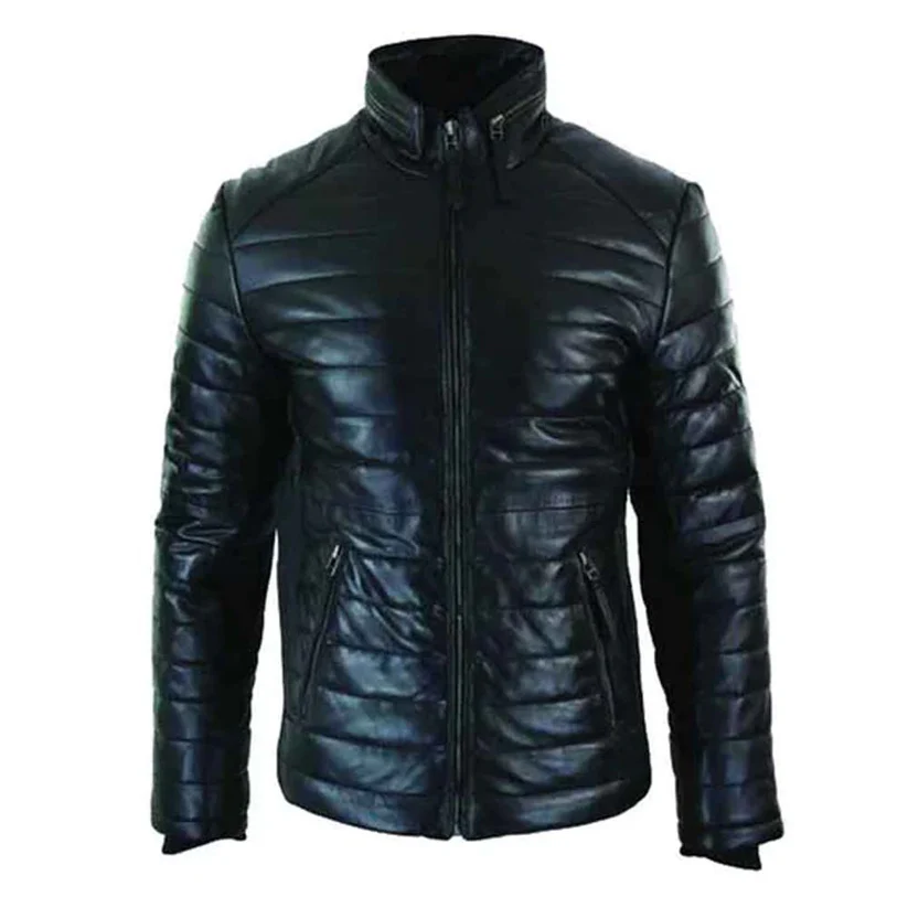 Mens-Black-Genuine-Leather-Puffer-Jacket