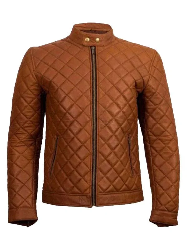 Mens-Cafe-Racer-Quilted-Brown-Jacket